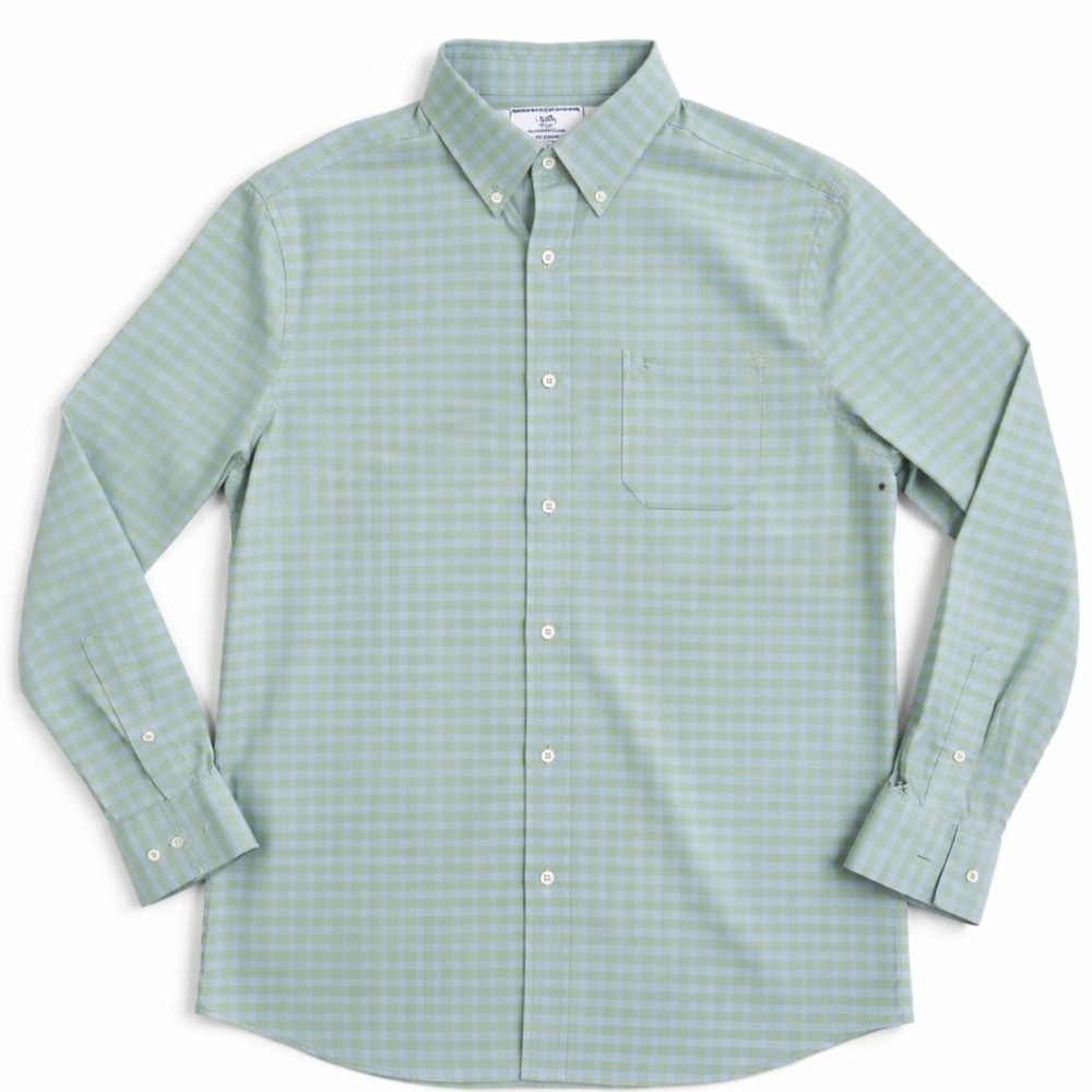 Southern Tide Intercoastal Shirt Mens L Green Check Stretch Golf Fishing